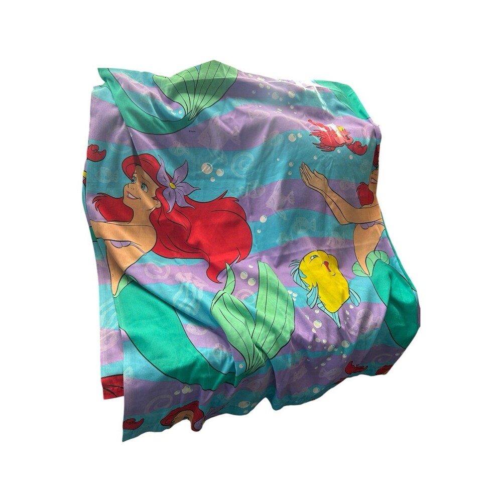 Vintage 90s Disney’s the Little mermaid Queen Flat Sheet